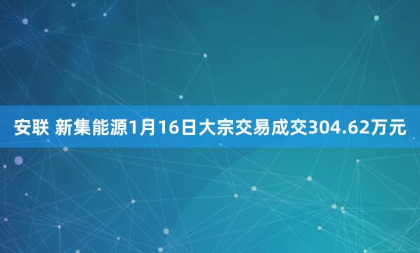 安联 新集能源1月16日大宗交易成交304.62万元